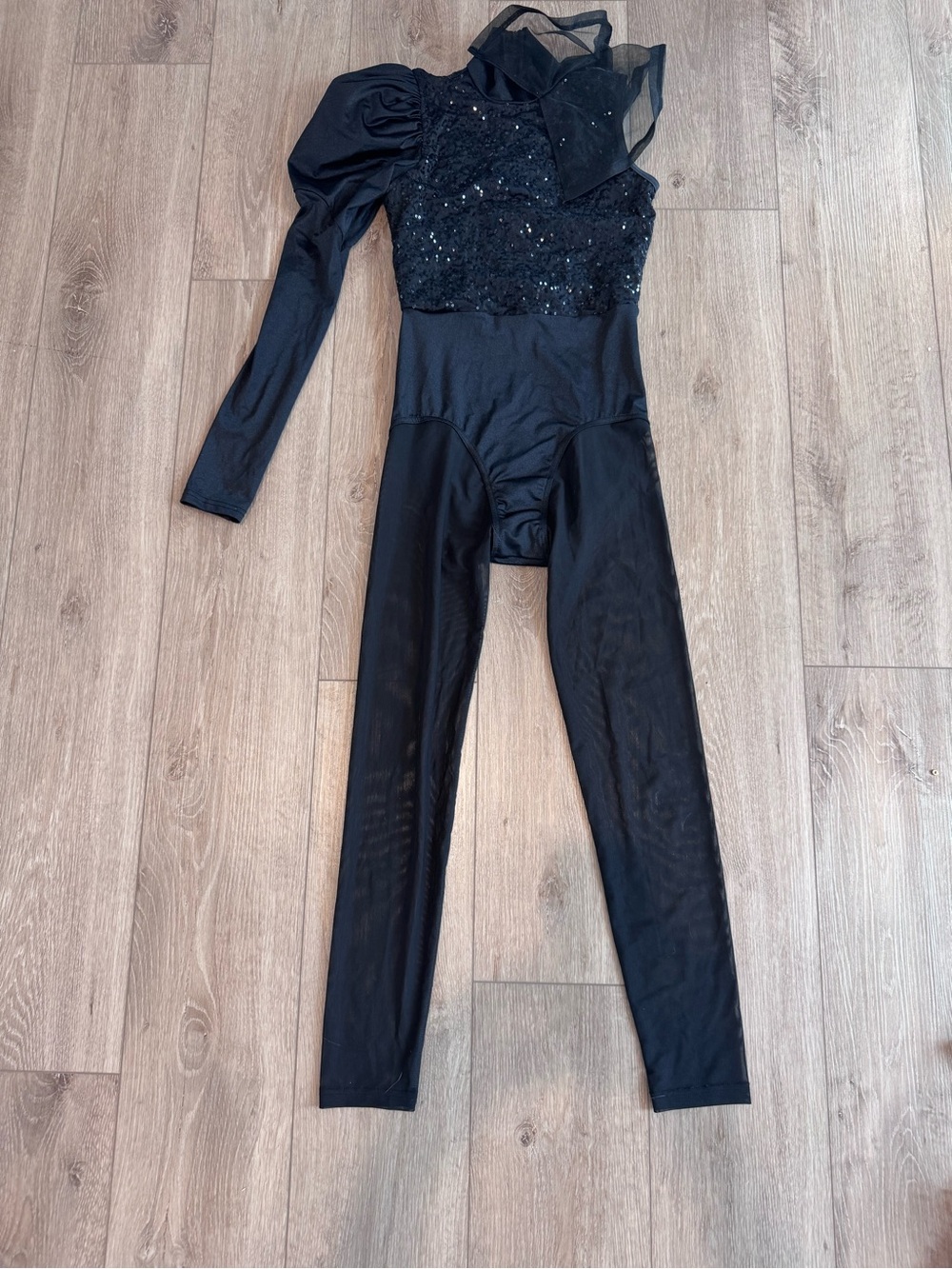 Weissman Black Sequin One-Shoulder Dance Costume